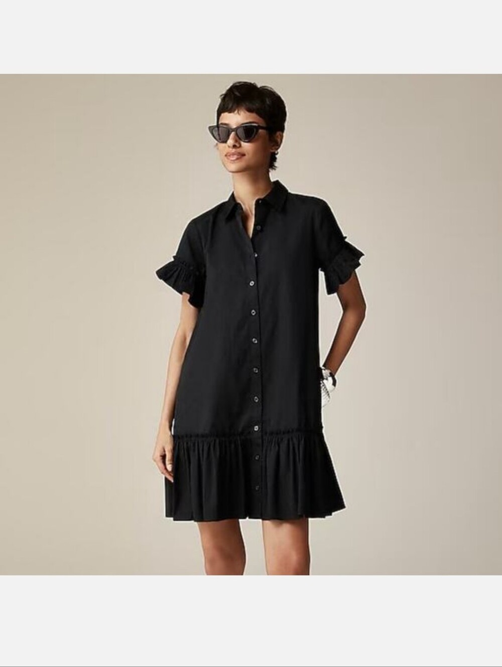 J. Crew Amelia Ruffle Trim Shirt Dress